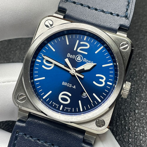 紳士腕時計 ベル&ロスコピー BR 03 ブルースティール BR03A-BLU-ST/SCA ブルー TW