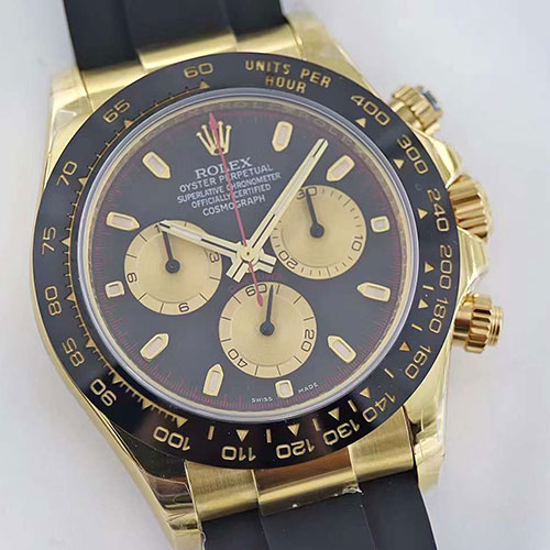 TW製高品質ロレックスコピー時計  デイトナ 116518LN ブラック/シャンパン 厚さ12.4mm