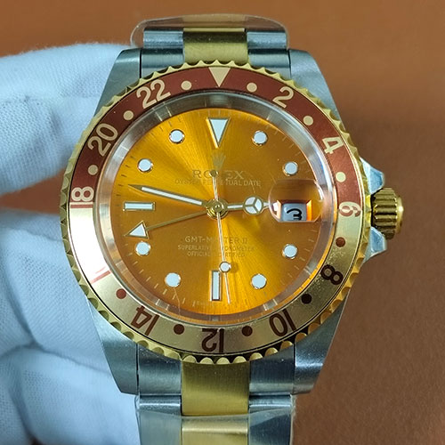 メンズ腕時計 ROLEXコピー GMTマスター2 ルートビア 16713 茶金ベゼル 2813改良ムーブ ブラウン カレンダー