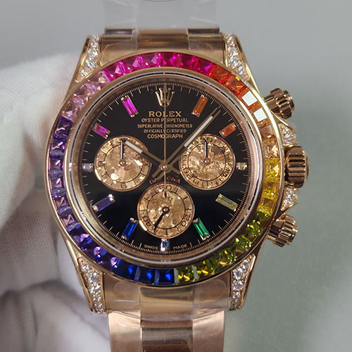 好評人気 ROLEXコピー時計デイトナRef.116595RBOW (noob工場 v10)Cal.4130搭載 AUTOMATIC クロノグラフ ブラック