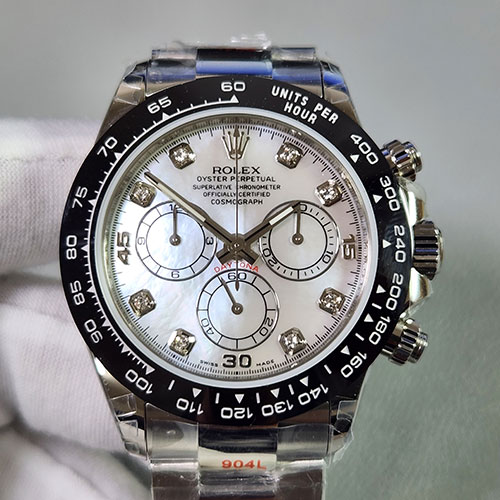 【TW製 7750搭載】 ロレックスコピー 116519LN コスモグラフ デイトナ 40mm ホワイトMOP 8Pダイヤ ステンレススチル