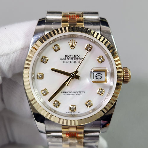 GM製 砲金 ロレックスコピー 116233 デイトジャスト 36mm ホワイトシェル 18K 3135搭載