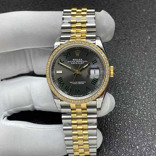 GM製ロレックスコピー M126283RBR-0021デイトジャスト 36mm グレー グリーンローマ 3235搭載