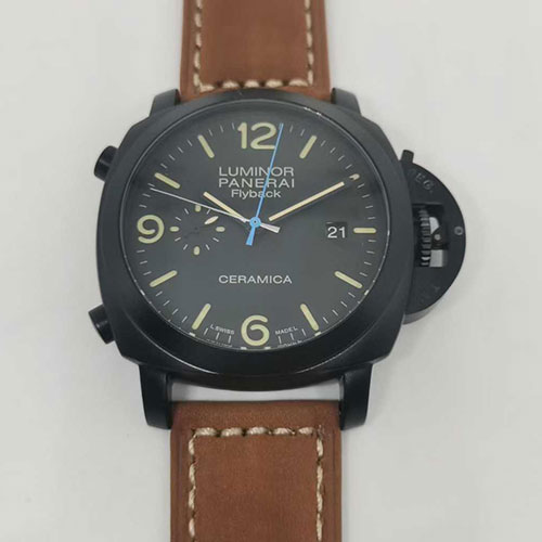 QM工場 パネライ コピー時計 ルミノール1950 3DAYS クロノ フライバック オートマティック チェラミカ PAM00580