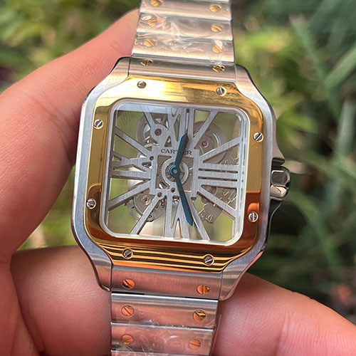 【RF工場】カルティエコピー サントス ドゥ カルティエ LM WHSA0012 手巻き スケルトン文字盤