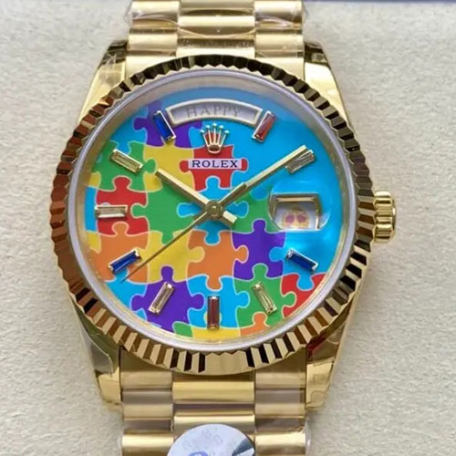 【加重版8+製】ロレックスコピー   デイデイトM128238-0106 パズル文字盤 、圧倒的に綺麗