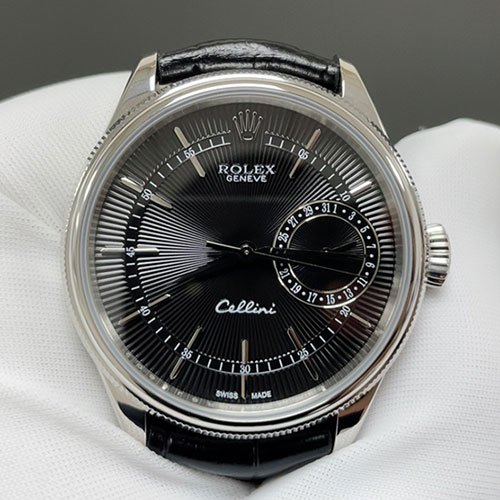 (R+製 加重版)  チェリーニ デイト 50519 ブラック ロレックスコピー時計 スーパーコピー通販