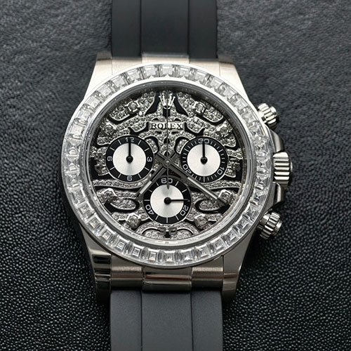 加重版 砲金 ロレックスコピー デイトナ 116589TBR ホワイトゴールド バゲットダイヤモンド(BDS工場)